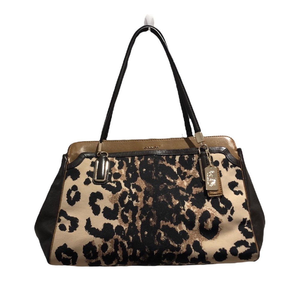 Coach animal print black brown bag double straps Very good condition